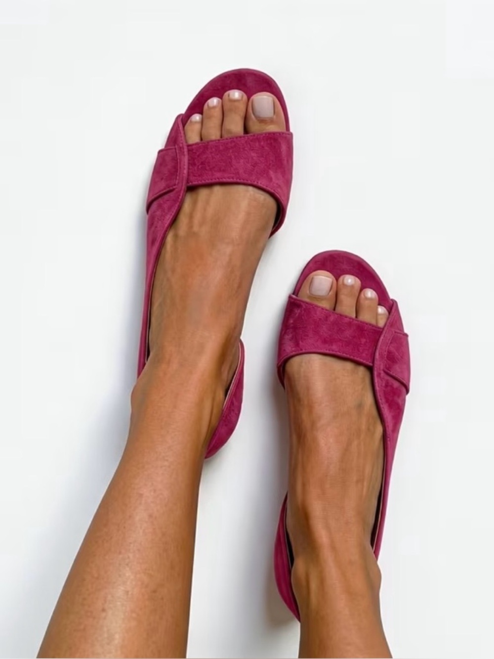Women’s Open-Toe Slingback Flats in Plum